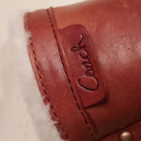 Coach-Georgia waxy leather mules.  Whiskey with soft lining and wood heel.  7. - Picture 10 of 15